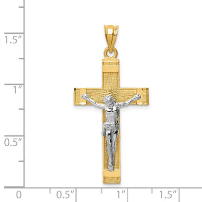 14k Two-tone Gold INRI Crucifix Pendant for Women