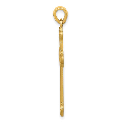 14k Yellow Gold Budded Cross Pendant