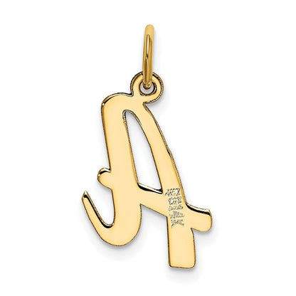 14k Yellow Gold Medium Script Letter A Initial Charm