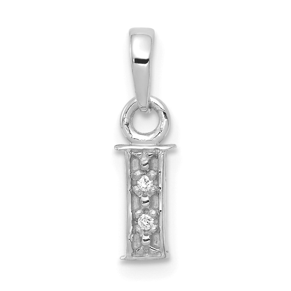 14k White Gold Rhodium-plated Diamond Letter I Initial Pendant for Women