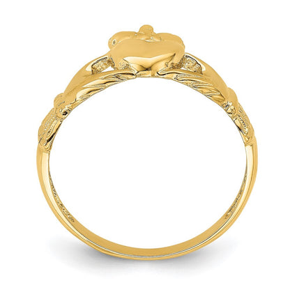14K Yellow Gold Polished Claddagh Ring