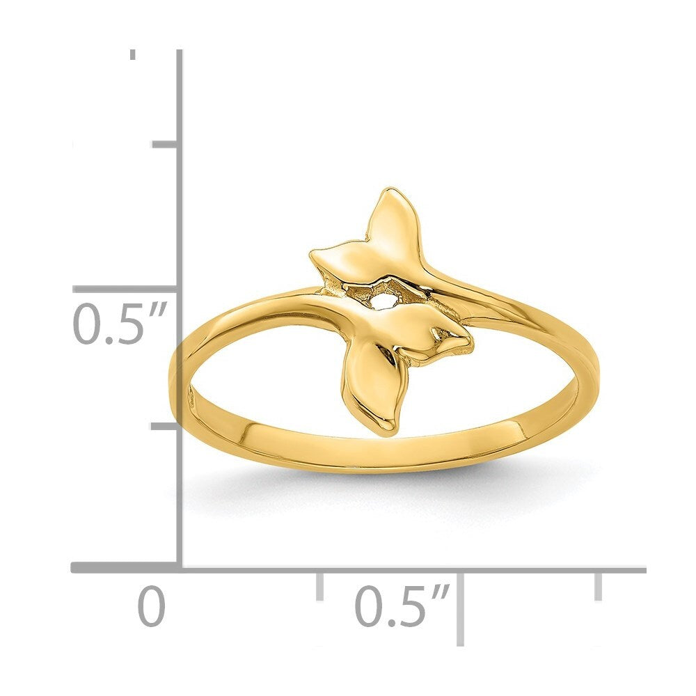 14K Yellow Gold Gold Polished Double Whale Tail Ring