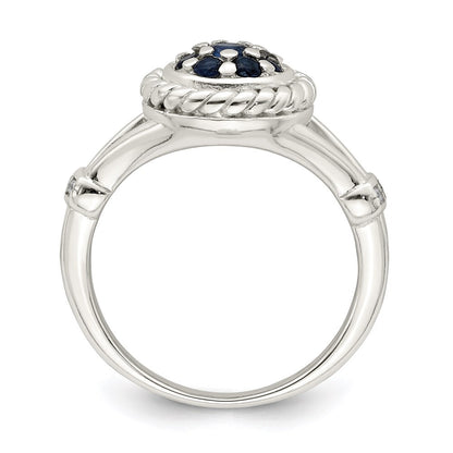 Sterling Silver Blue & White Cubic Zirconia Ring Size 7