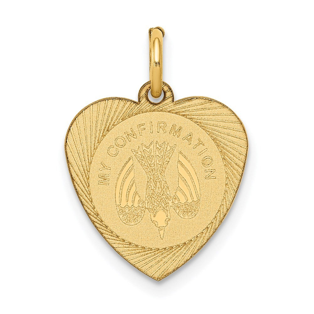 14k Yellow Gold My Confirmation Heart Disc Charm