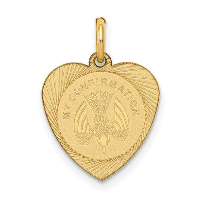 14k Yellow Gold My Confirmation Heart Disc Charm