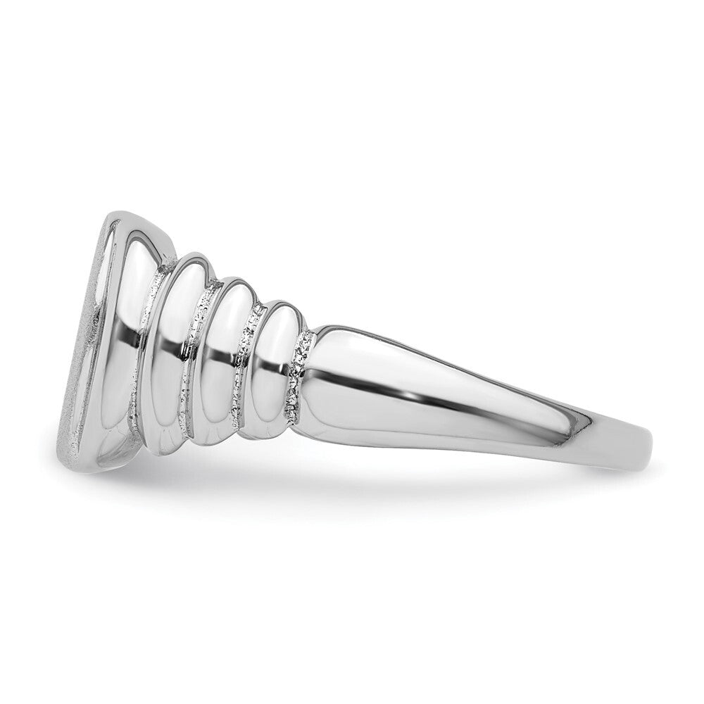 Sterling Silver Rhodium-plated Satin and Polished Signet Ring Size 7