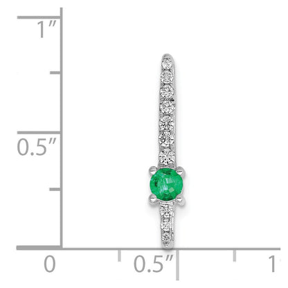 14k White Gold Diamond and Emerald Fancy Chain Slide Pendant for Women