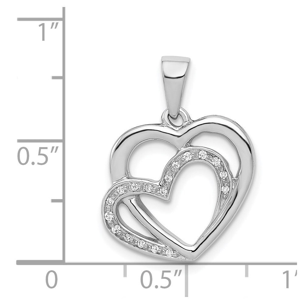 14k White Gold Diamond Entwined Hearts Pendant for Women