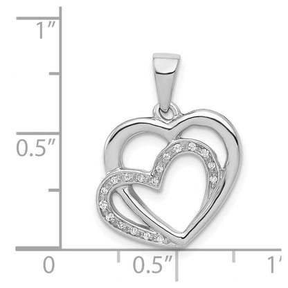 14k White Gold Diamond Entwined Hearts Pendant for Women