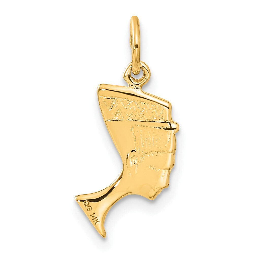 14k Yellow Gold Satin Front / Polished Back Nefertiti Charm Pendant for Women