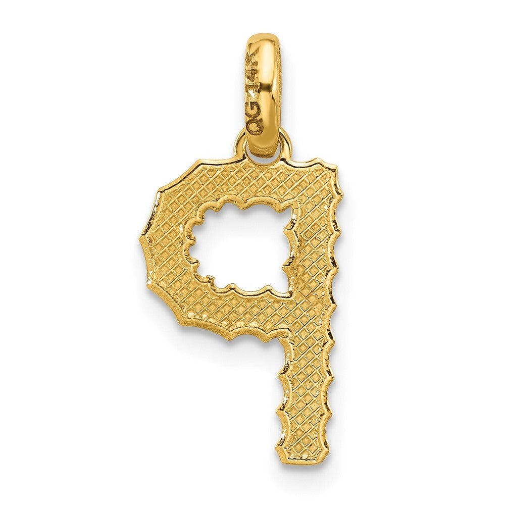 14k Yellow Gold Fancy Twist Letter P Pendant for Women