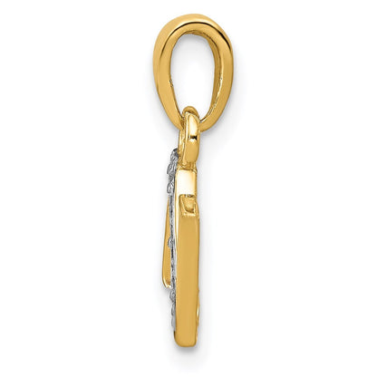 14k Yellow Gold with Rhodium Diamond Letter N Initial Pendant for Women