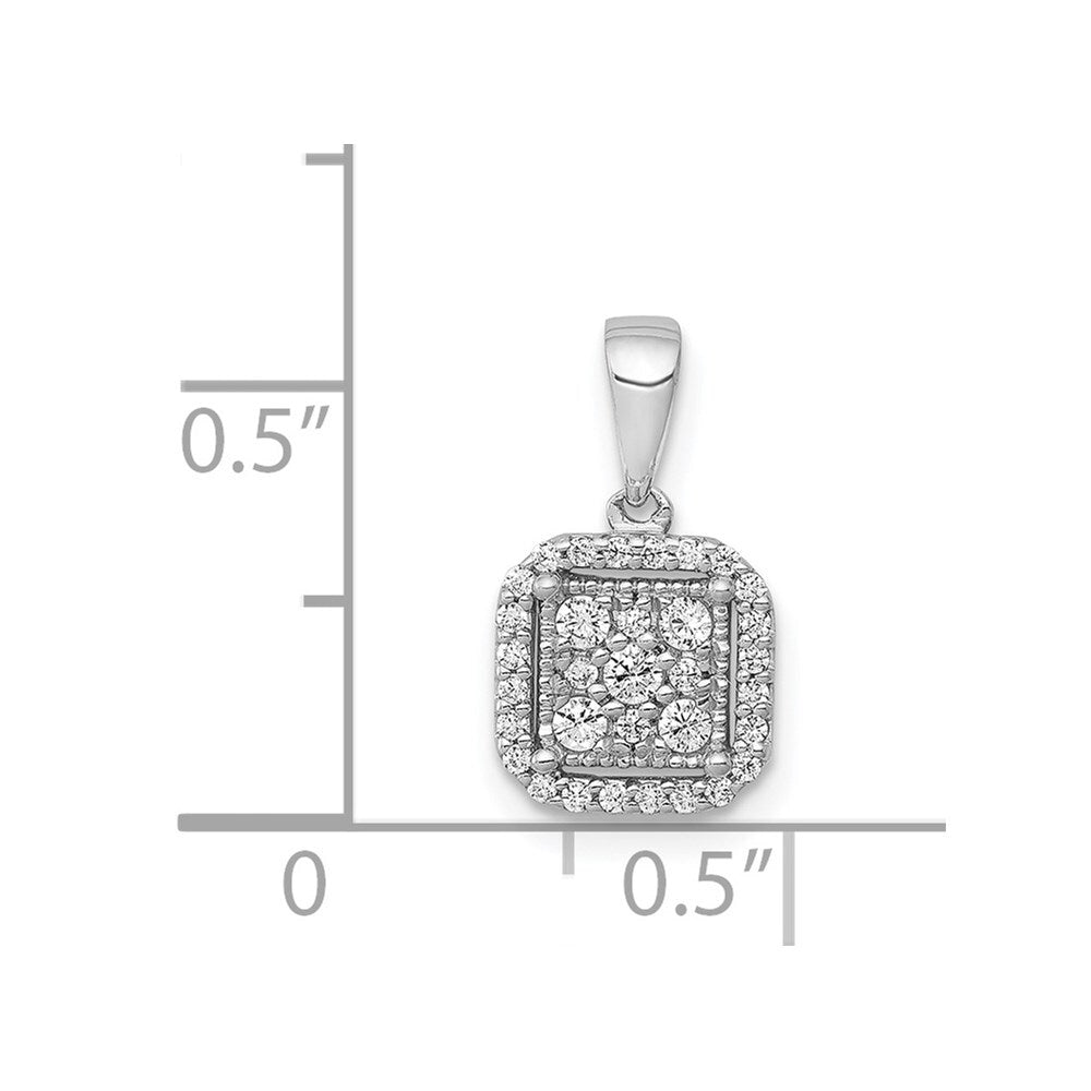 14k White Gold 1/4ct. Diamond Square Cluster Pendant for Women