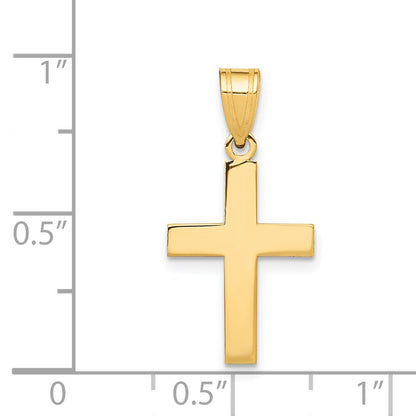 14k Yellow Gold Polished Cross Charm Pendant for Women