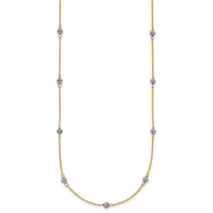 14K Two-tone Gold Diamond-Cut Beads w/ 2in Ext Necklace