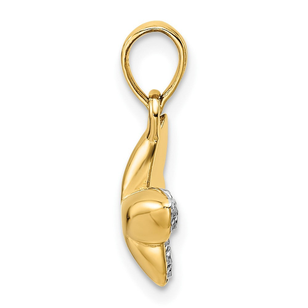 14k Yellow Gold and White Rhodium Half Diamond-cut Butterfly Pendant