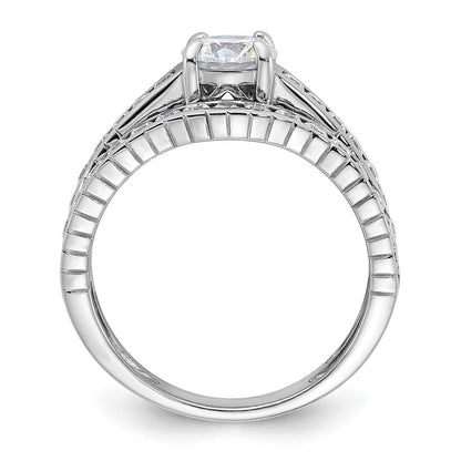 Sterling Silver Rhodium-plated 2-Piece Cubic Zirconia Wedding Set Ring Size 6