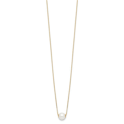 14k Yellow Gold 7-8mm White Round Freshwater Cultured Pearl 18 inch Necklace