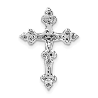 14k White Gold 1/6ct. Diamond Filigree Cross Chain Slide Pendant for Women