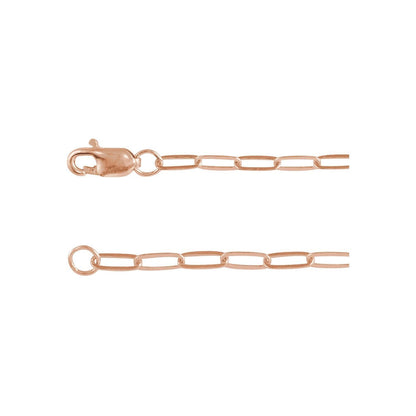 14k Rose Gold 2.1 mm Paperclip 24" Chain Necklace Fine Gift for Women