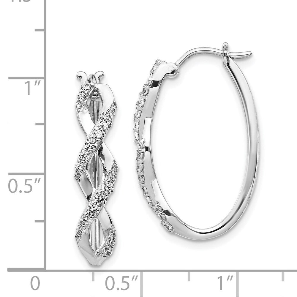 14k White Gold Diamond Fancy Hoop Earrings