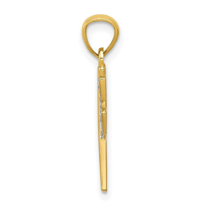 14k Yellow Gold Rhodium Dragonfly Pendant for Women