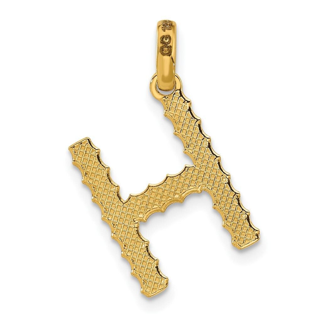 14k Yellow Gold Fancy Twist Letter H Pendant for Women