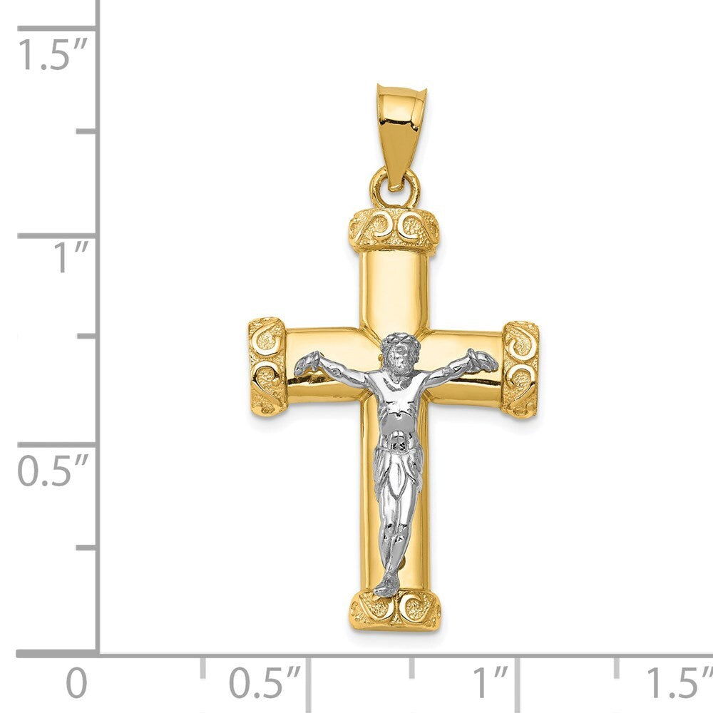 14k Two-tone Gold Crucifix Pendant for Women