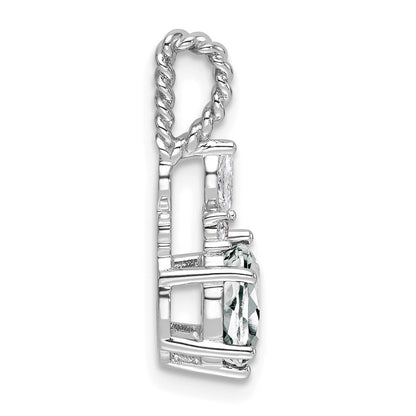 14K White Gold Polished Diamond and White Topaz Twisted Chain Slide