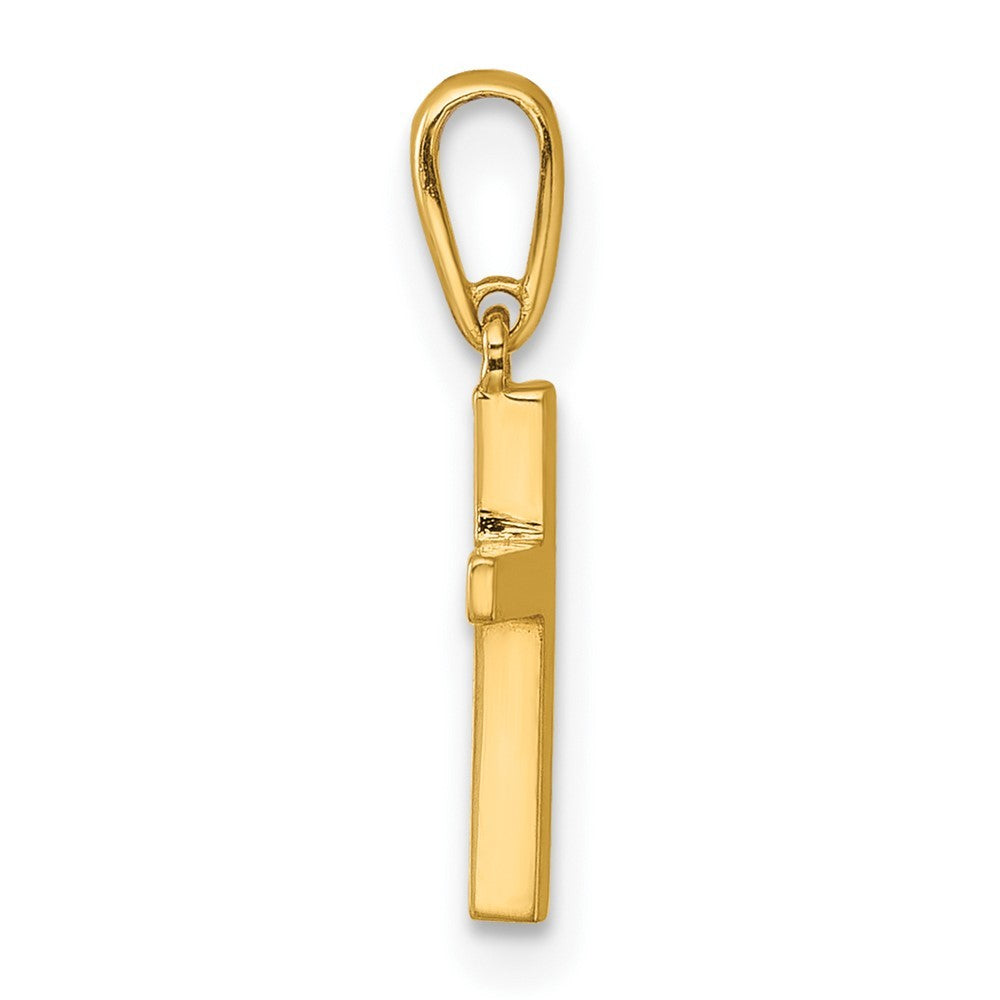 14k Yellow Gold Polished Knife Edge Top Latin Cross Charm / Pendant