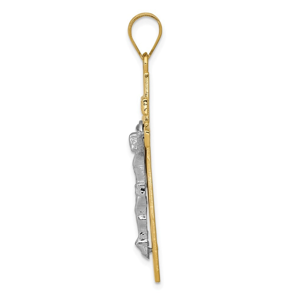 14K Two-Tone Gold INRI Crucifix Pendant