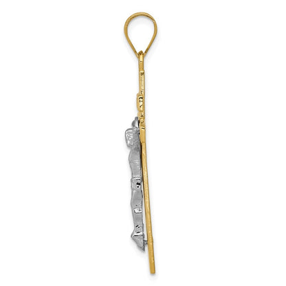 14K Two-Tone Gold INRI Crucifix Pendant
