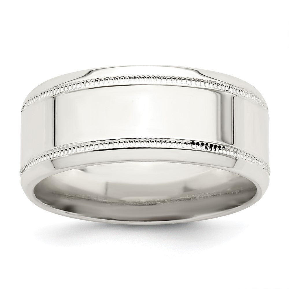 Sterling Silver 6mm  Flat Milgrain Beveled Edge Fancy Band Ring Size 12.5