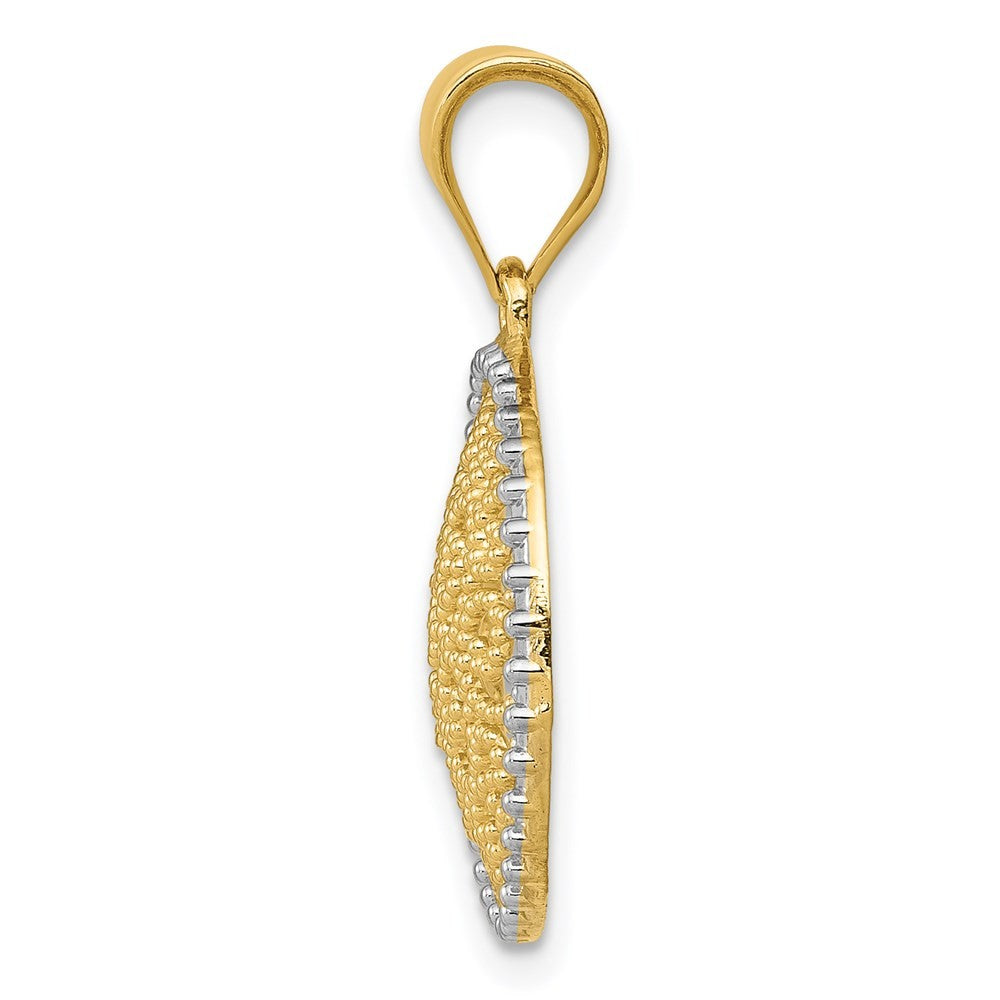 14k Yellow Gold and White Rhodium Filigree Circle Pendant
