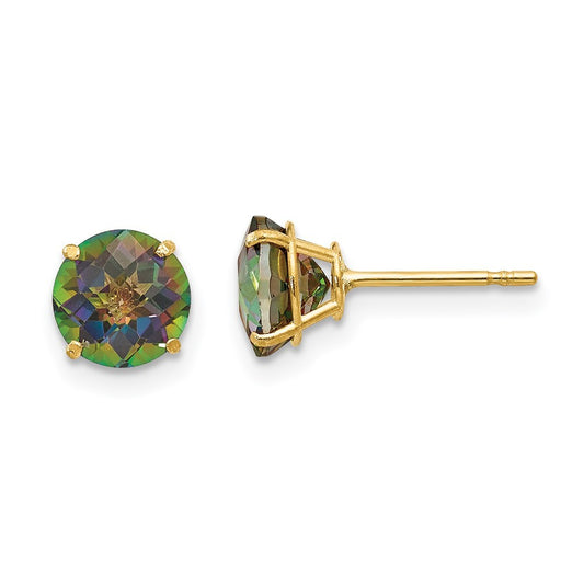 14k Yellow Gold Madi K Round Mystic Topaz 6mm Post Earrings