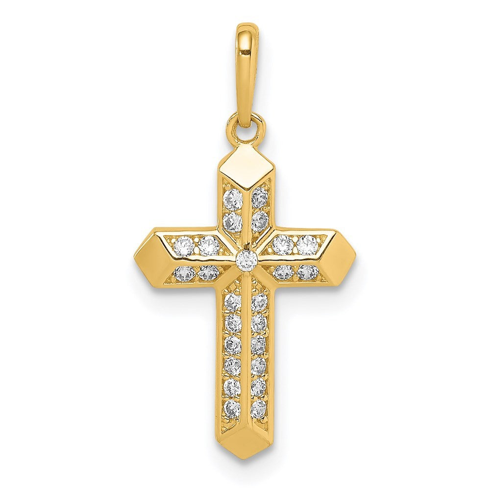 14k Yellow Gold Cross Cubic Zirconia Pendant