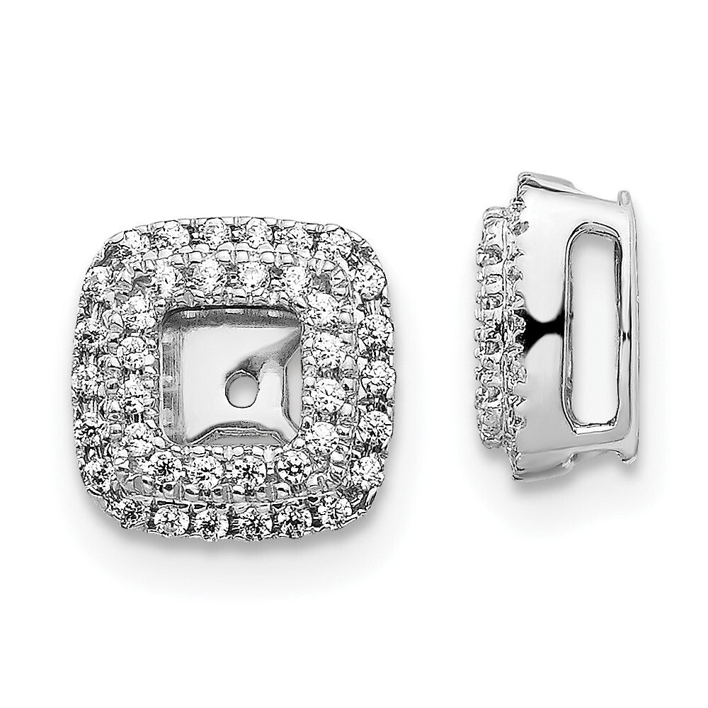 14k White Gold Diamond Square Earring Jackets