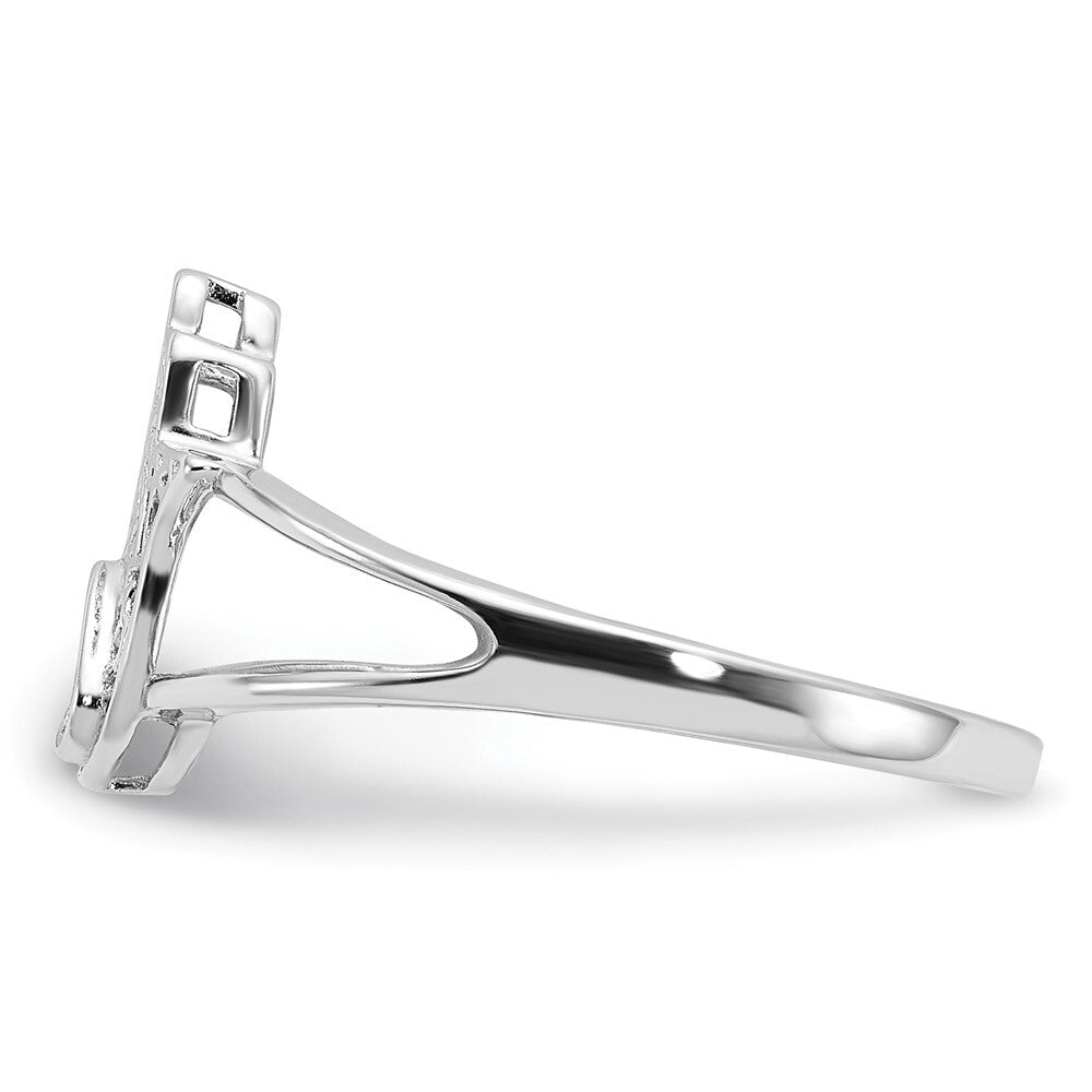 Sterling Silver Rhodium-plated CZ Heart Hamsa Ring Size 6