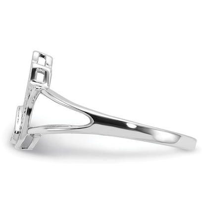 Sterling Silver Rhodium-plated CZ Heart Hamsa Ring Size 6