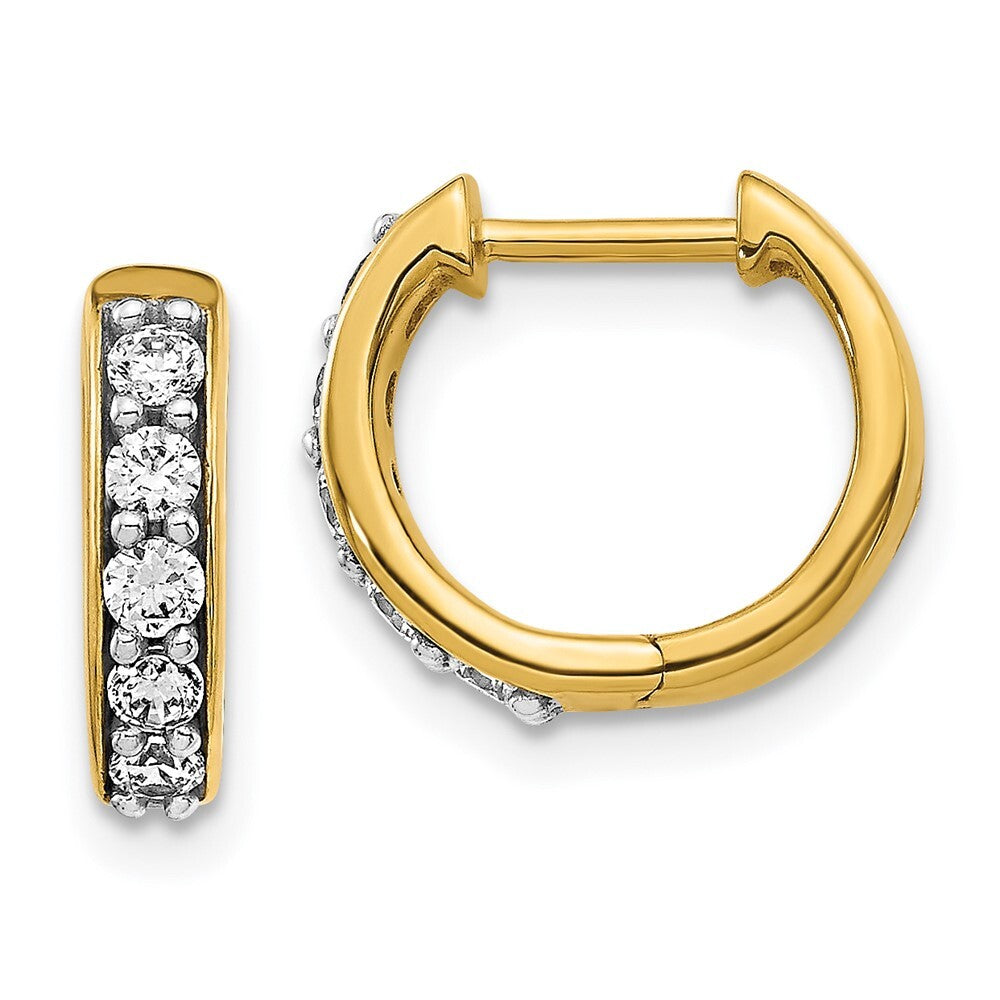14k Yellow Gold Diamond Hinged Hoop Earrings
