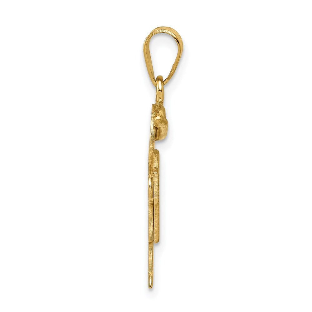 14k Yellow Gold Solid Engravable Boy with Hat on Right Charm Pendant
