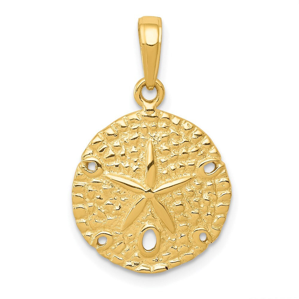 14k Yellow Gold Sand Dollar Pendant for Women