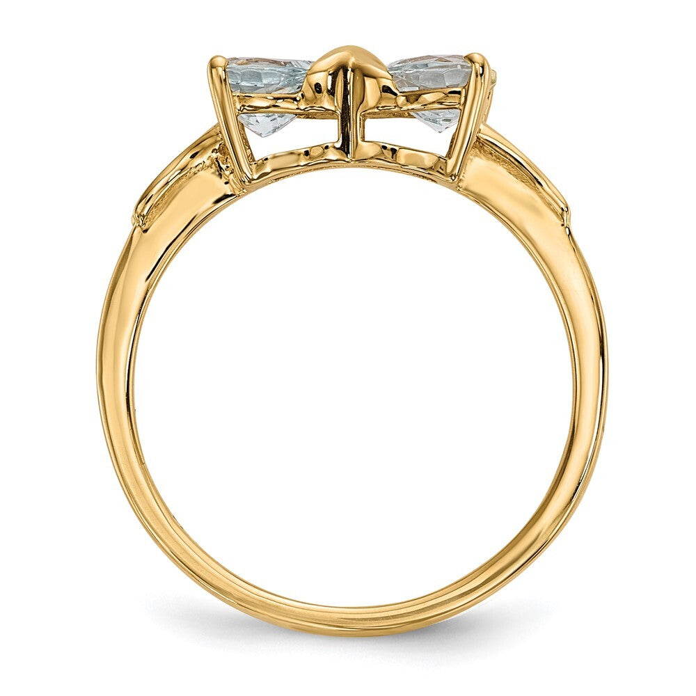 14K Yellow Gold Gold Polished Aquamarine Bow Ring