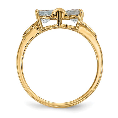 14K Yellow Gold Gold Polished Aquamarine Bow Ring