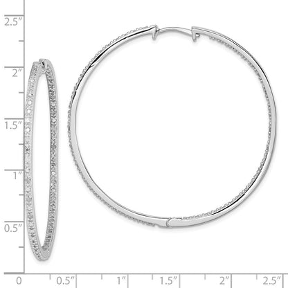 Sterling Silver Rhodium-plated Diamond In & Out Hoop Earrings
