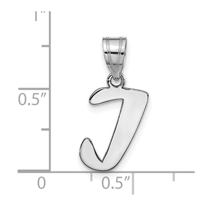 14k White Gold Polished Script Letter I Initial Pendant for Women