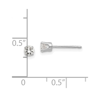 14k White Gold 3.25mm Cubic Zirconia Stud Earrings Gift for Women