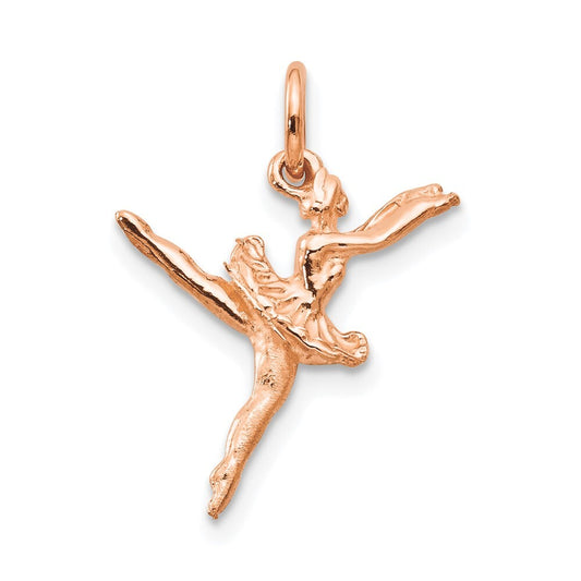 14k Rose Gold Polished 3-D Ballerina Charm Pendant for Women