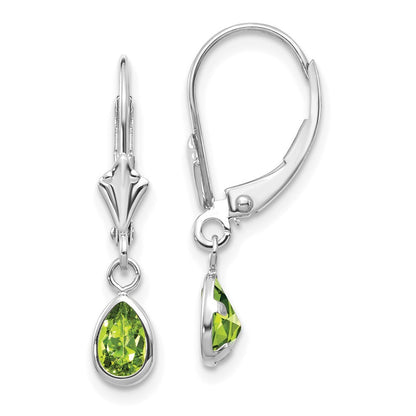 14k White Gold 6x4mm Peridot Stud Earrings