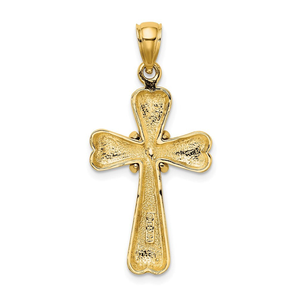 14k Yellow Gold Polished X and Heart Cross Charm